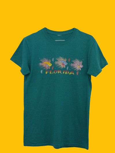 Πετρόλ tshirt με ψαράκια 