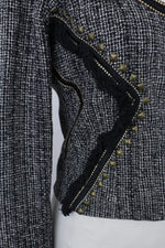 Tweed ασπρόμαυρο cropped τζάκετ-σακάκι - S
