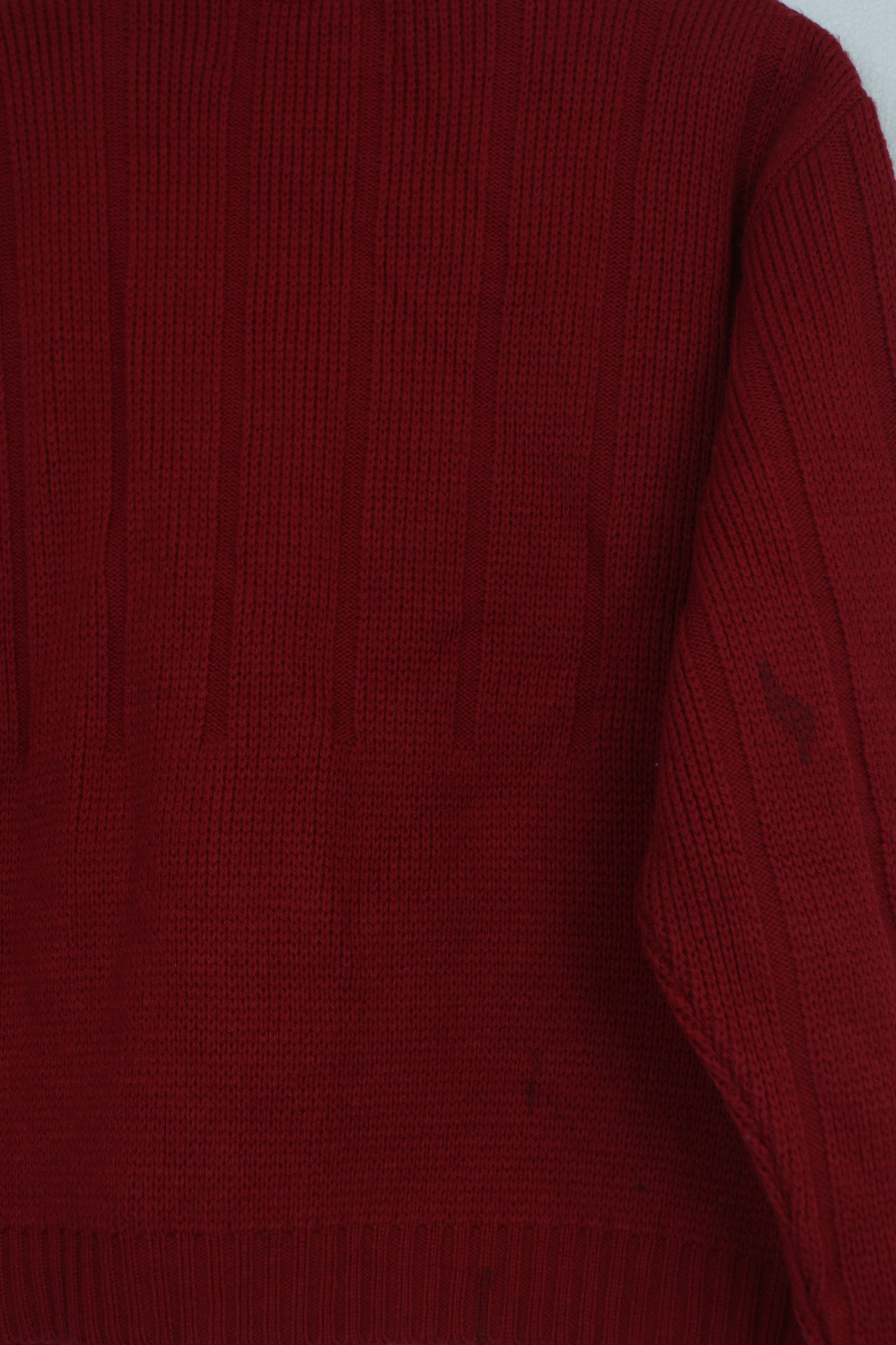 Vintage κόκκινη ζακέτα με πλεκτά μοτίβα - L/XL