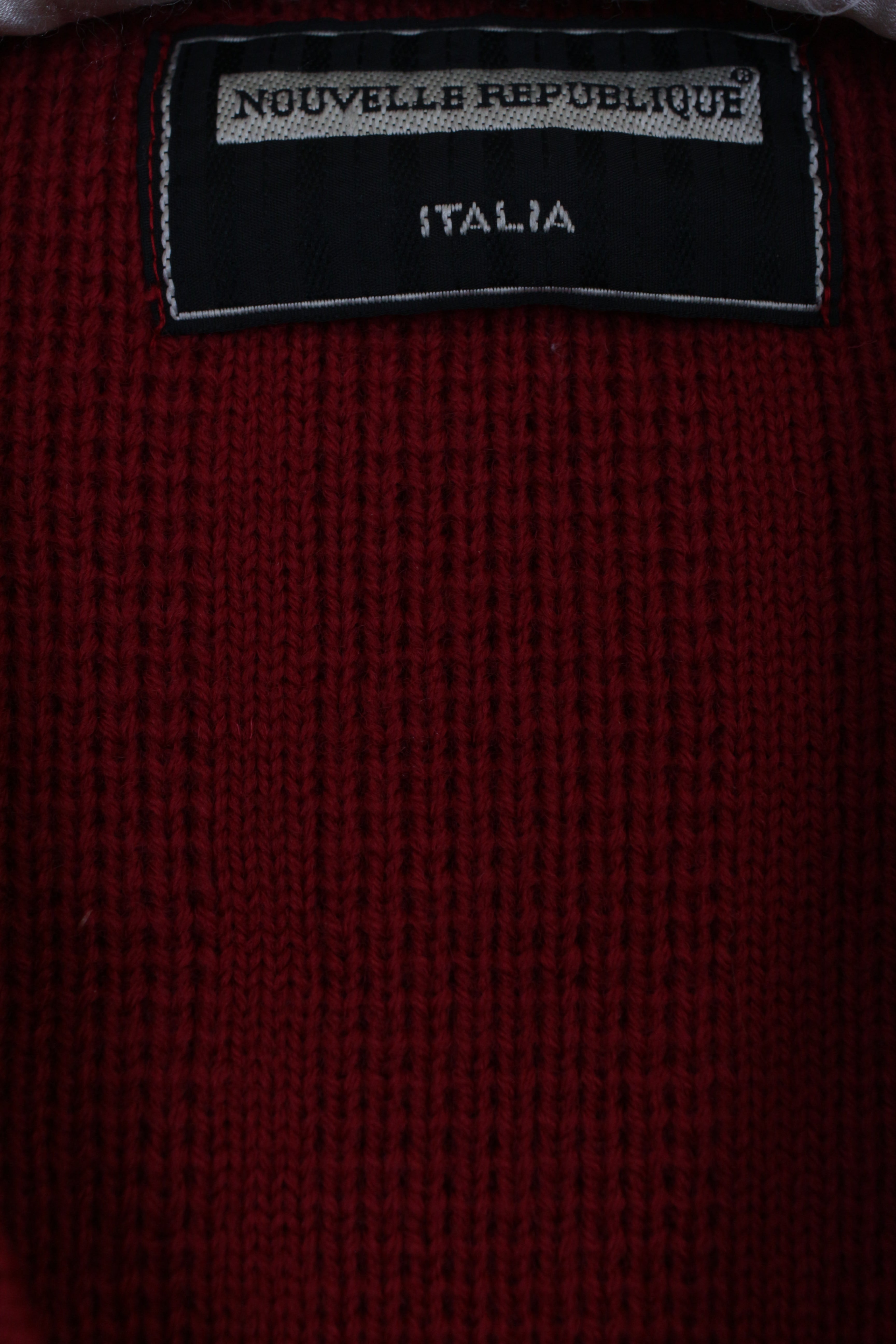 Vintage κόκκινη ζακέτα με πλεκτά μοτίβα - L/XL