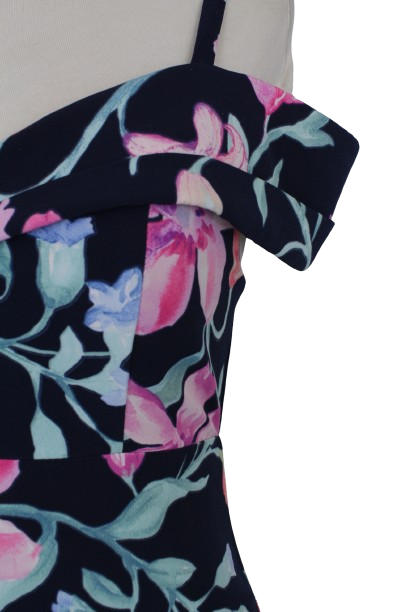 Φλοράλ out off shoulders φόρεμα