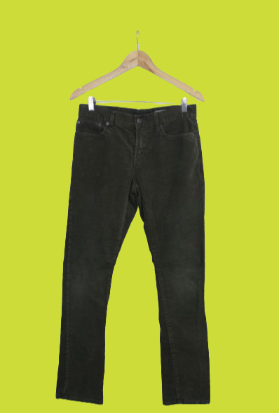 Χακί skinny κοτλέ παντελόνι