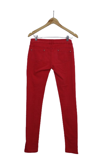 Κόκκινο skinny χαμηλοκάβαλο κοτλέ παντελόνι