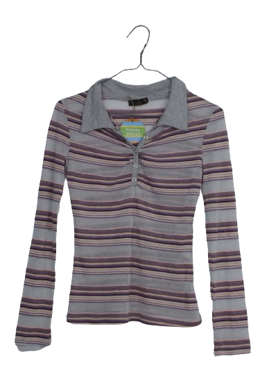 Ριγέ polo lurex τοπ - S