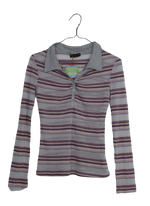 Ριγέ polo lurex τοπ - S