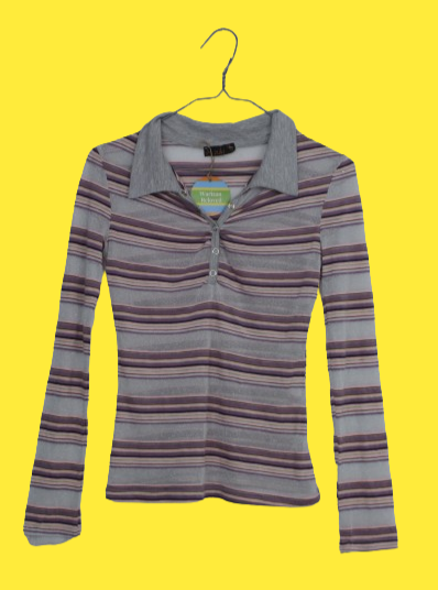 Ριγέ polo lurex τοπ - S
