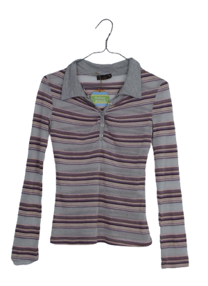 Ριγέ polo lurex τοπ - S