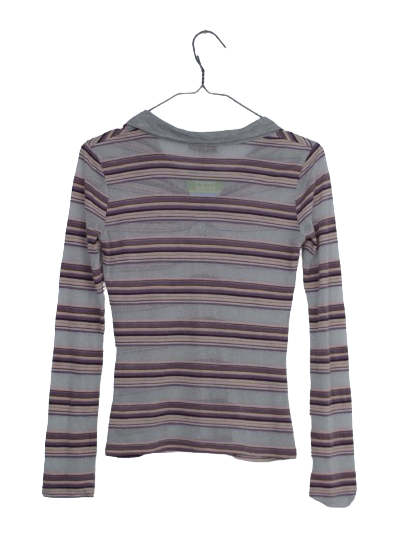 Ριγέ polo lurex τοπ - S