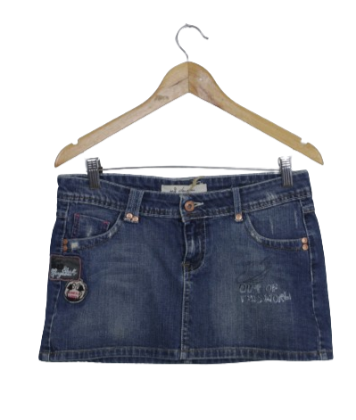 Ανοιχτόχρωμη τζην μίνι φούστα με patches 