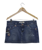 Ανοιχτόχρωμη τζην μίνι φούστα με patches 