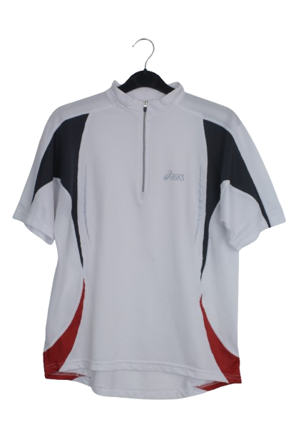 Asics half zipper λευκό tshirt