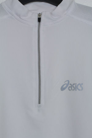 Asics half zipper λευκό tshirt