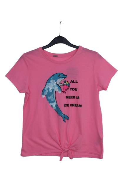 Φούξια cropped tshirt με δελφίνι