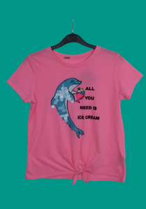 Φούξια cropped tshirt με δελφίνι