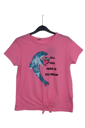 Φούξια cropped tshirt με δελφίνι