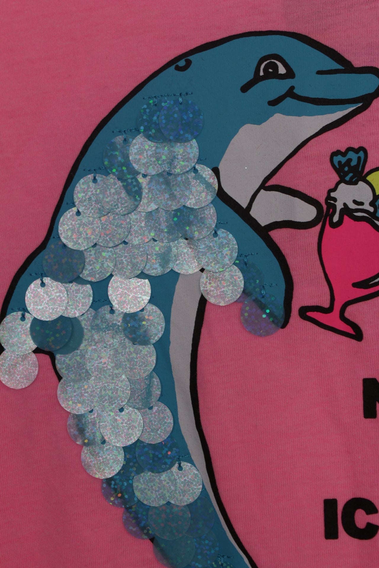 Φούξια cropped tshirt με δελφίνι