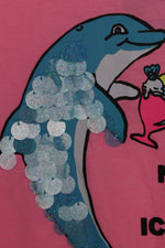 Φούξια cropped tshirt με δελφίνι