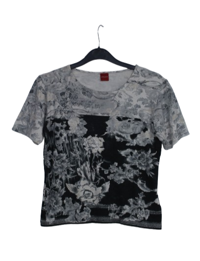 Cropped tshirt με μοτίβα λουλουδιών