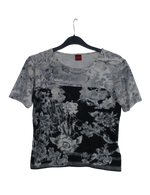 Cropped tshirt με μοτίβα λουλουδιών