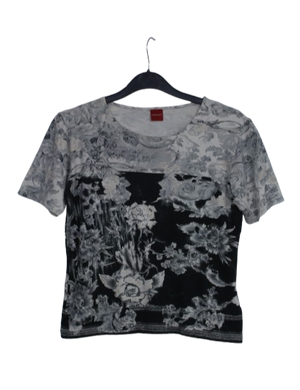 Cropped tshirt με μοτίβα λουλουδιών