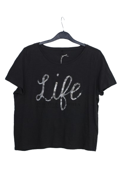 Cropped γκρι tshirt με παγιέτες