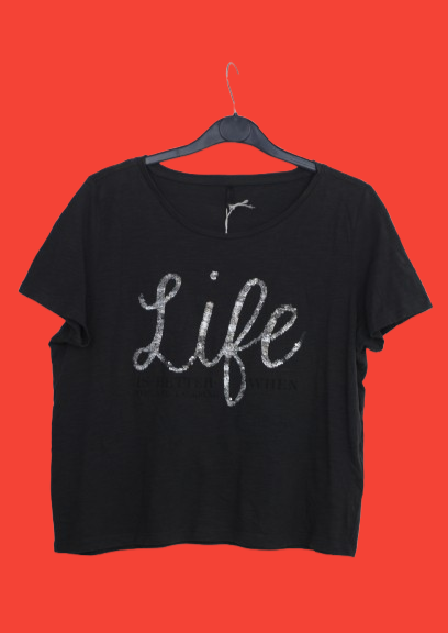 Cropped γκρι tshirt με παγιέτες