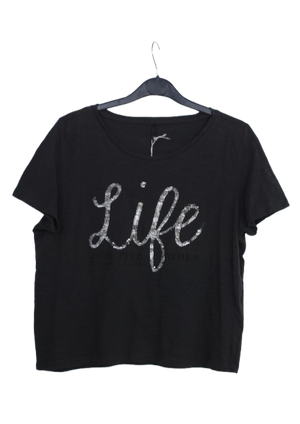 Cropped γκρι tshirt με παγιέτες