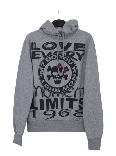 Γκρι φούτερ hoodie με αποτύπωμα
