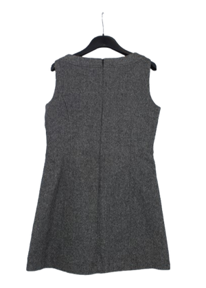 Tweed ασπρόμαυρο φόρεμα σε Α γραμμή 