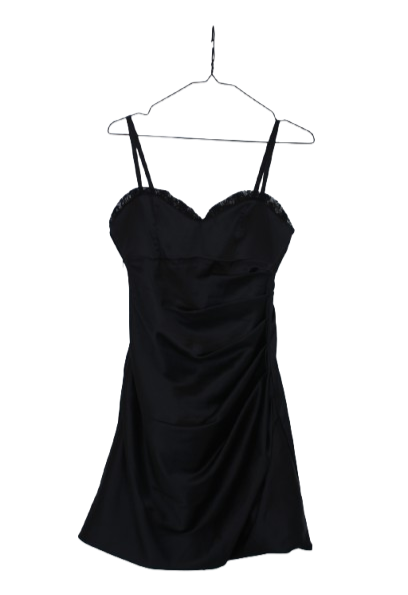 Mαύρο lingerie style μίνι φόρεμα με λεπτές ράντες