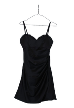 Mαύρο lingerie style μίνι φόρεμα με λεπτές ράντες