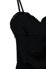 Mαύρο lingerie style μίνι φόρεμα με λεπτές ράντες