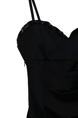 Mαύρο lingerie style μίνι φόρεμα με λεπτές ράντες
