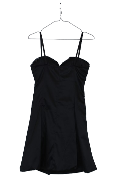 Mαύρο lingerie style μίνι φόρεμα με λεπτές ράντες