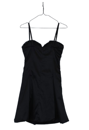 Mαύρο lingerie style μίνι φόρεμα με λεπτές ράντες