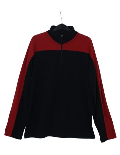 Half zipper δίχρωμη φλις μπλούζα