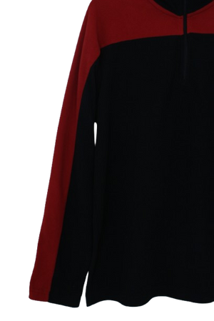 Half zipper δίχρωμη φλις μπλούζα