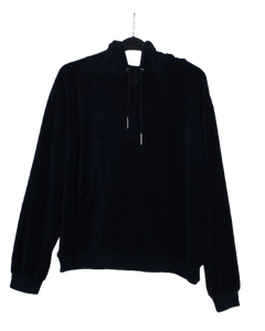 Βελουτέ μπλε hoodie τοπ 