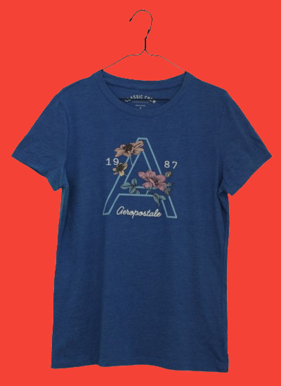 Μπλε ρουά tshirt με αποτύπωμα