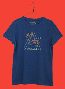 Μπλε ρουά tshirt με αποτύπωμα