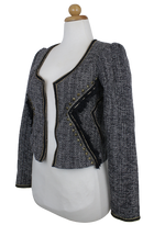 Tweed ασπρόμαυρο cropped τζάκετ-σακάκι - S