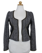 Tweed ασπρόμαυρο cropped τζάκετ-σακάκι - S