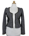 Tweed ασπρόμαυρο cropped τζάκετ-σακάκι - S