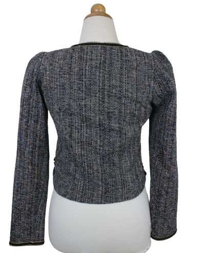 Tweed ασπρόμαυρο cropped τζάκετ-σακάκι - S