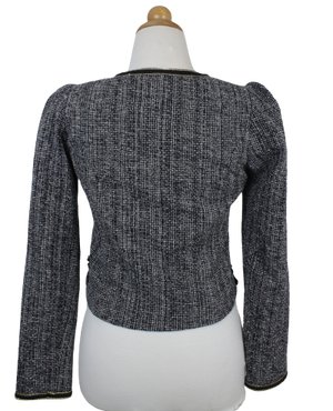 Tweed ασπρόμαυρο cropped τζάκετ-σακάκι - S