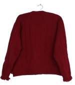 Vintage κόκκινη ζακέτα με πλεκτά μοτίβα - L/XL