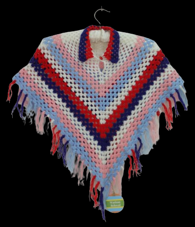 Vintage πολύχρωμο χειροποίητο πλεκτό πόντσο