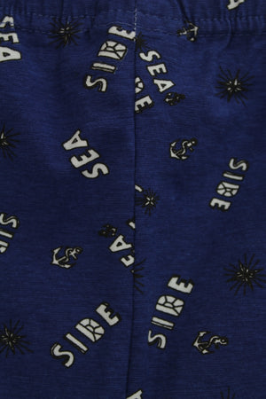 Μπλε ρουά σορτς με  αποτύπωμα - S/M/L