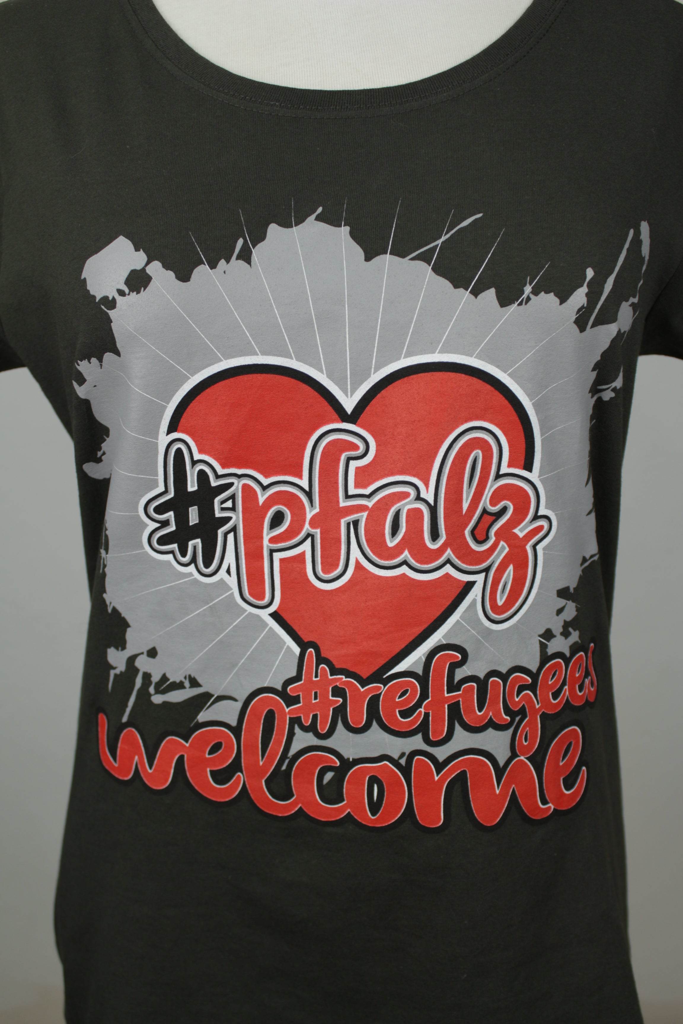 Τshirt με "#refugees welcome" αποτύπωμα - L