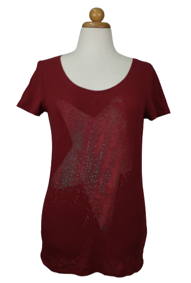 Μπορντώ tshirt με αστέρι - L